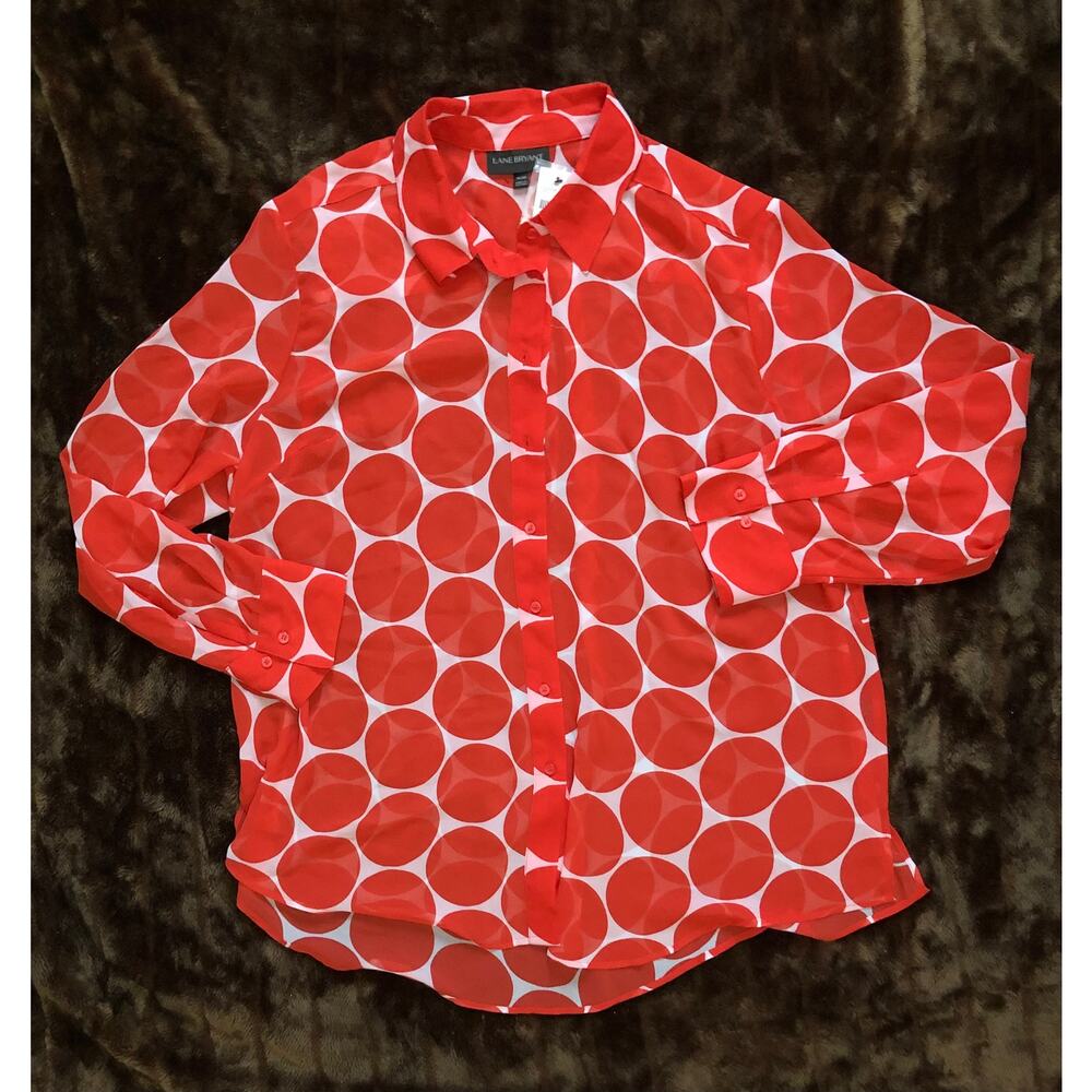 Lane Bryant‎ 18/20 Red Circle Print Blouse